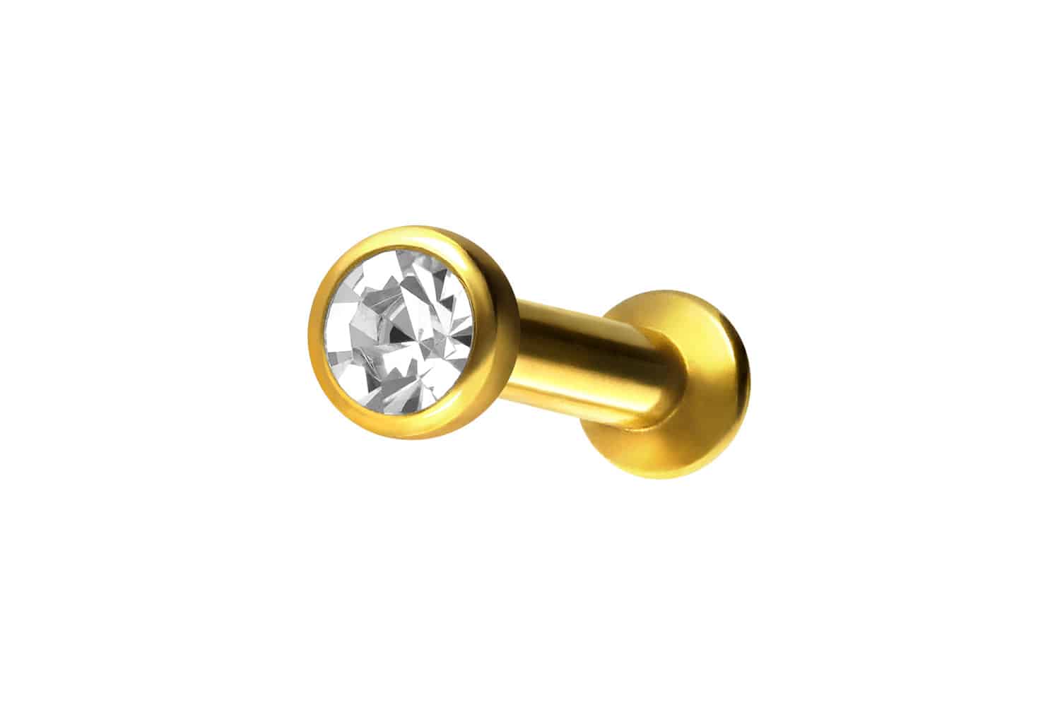 Titan Triple Piercing Mini Labret mit Push Fit FLAT-DISC + KRISTALL